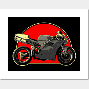 1994 Ducati 916 Retro Red Circle Motorcycle Posters and Art